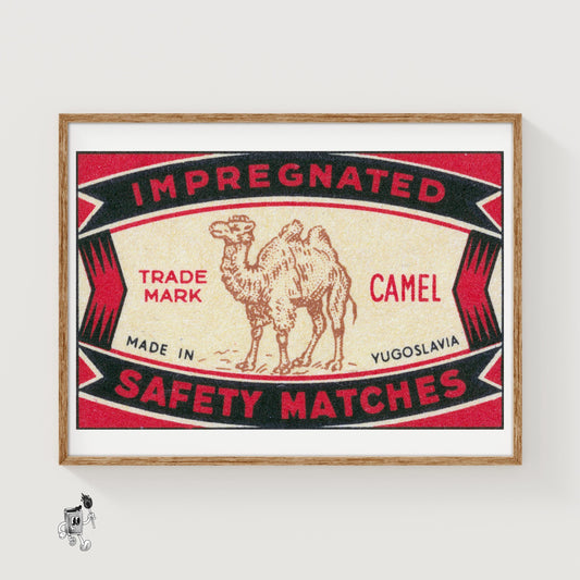 Arabian Camel - vintage matchbox label print