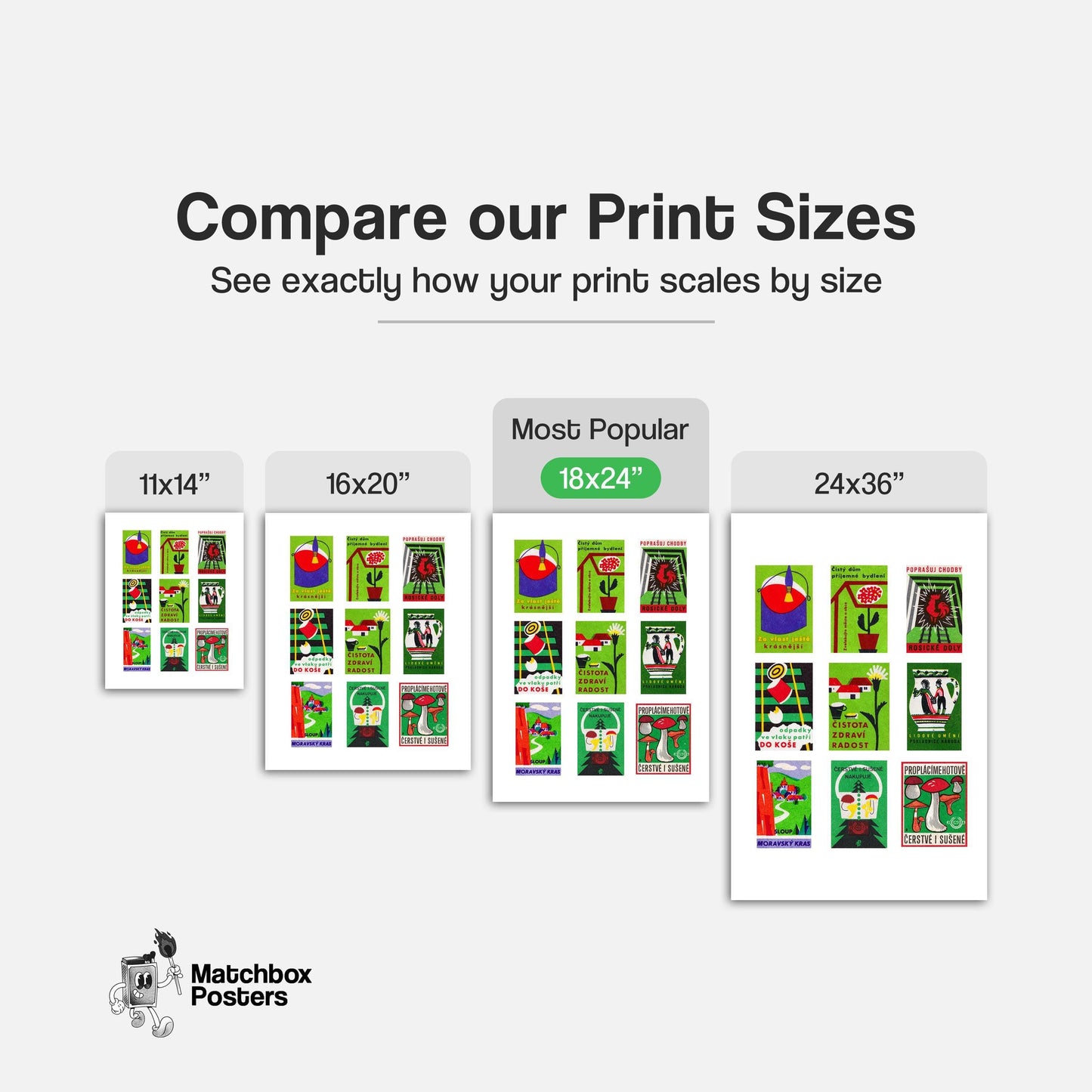Green and Reds Grid Print - vintage matchbox label print - office wall