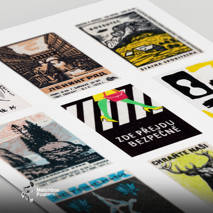 Blacks Grid Print - vintage matchbox label print - close-up detail