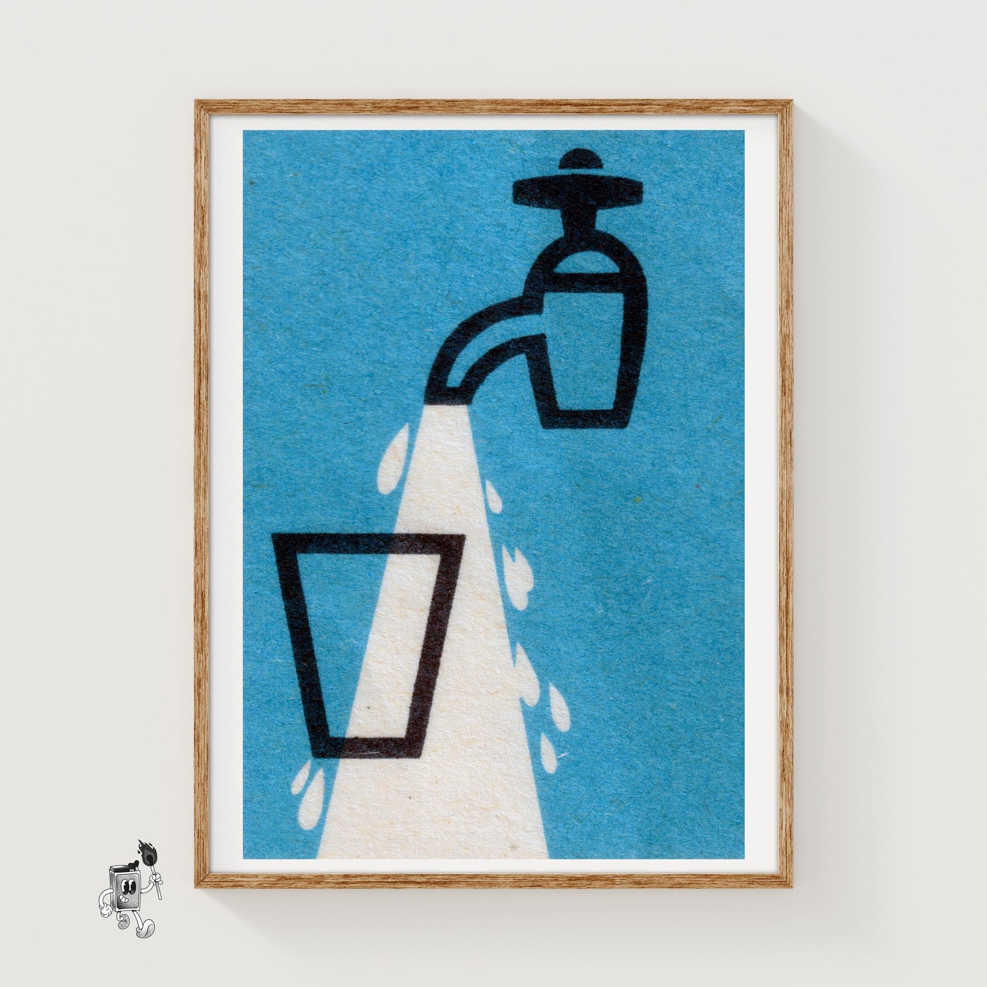 Water Flowing - vintage matchbox label print