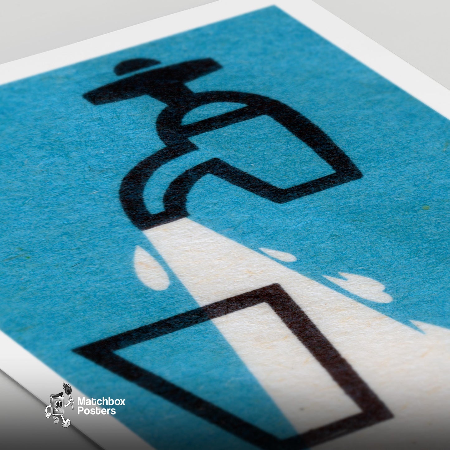 Water Flowing - vintage matchbox label print - close-up detail