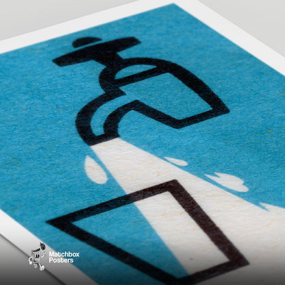 Water Flowing - vintage matchbox label print - close-up detail