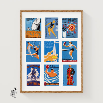 Sports - vintage matchbox label print