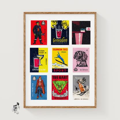 Croatian Collage - vintage matchbox label print
