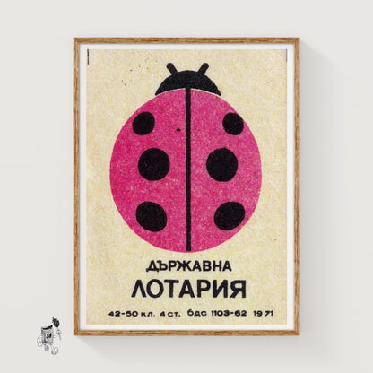 Ladybug - vintage matchbox label print