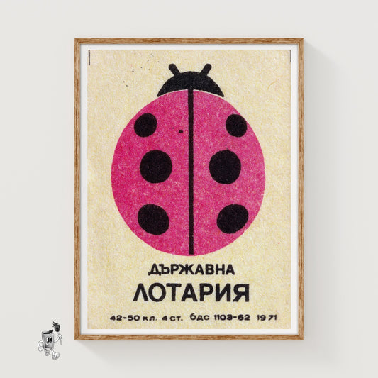 Ladybug - vintage matchbox label print