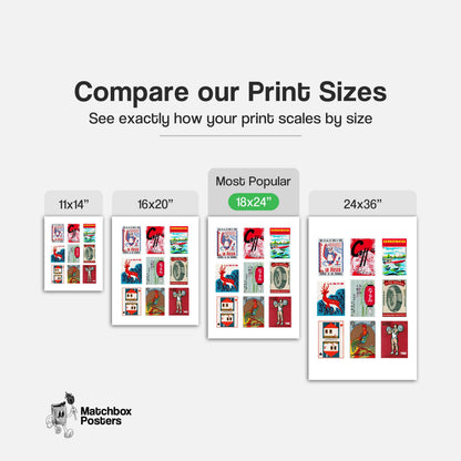 Reds Grid Print - vintage matchbox label print - office wall