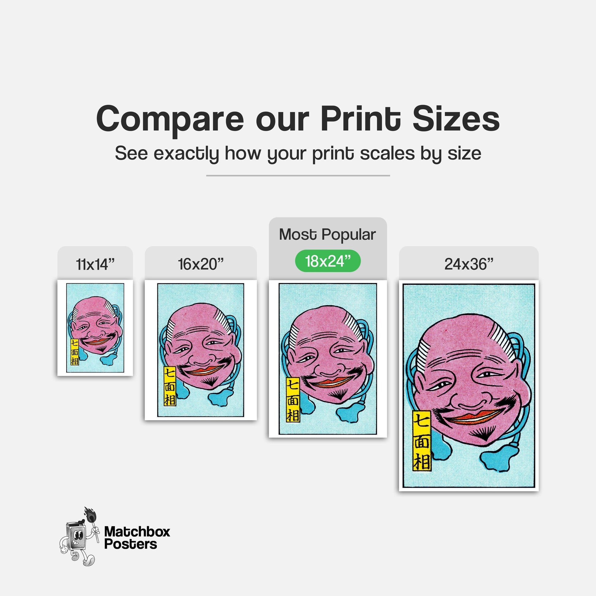 Grinning Mask - vintage matchbox label print - gallery wall preview