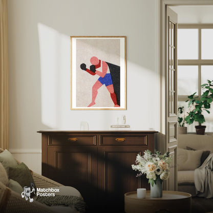 Boxer - vintage matchbox label print - living room mockup