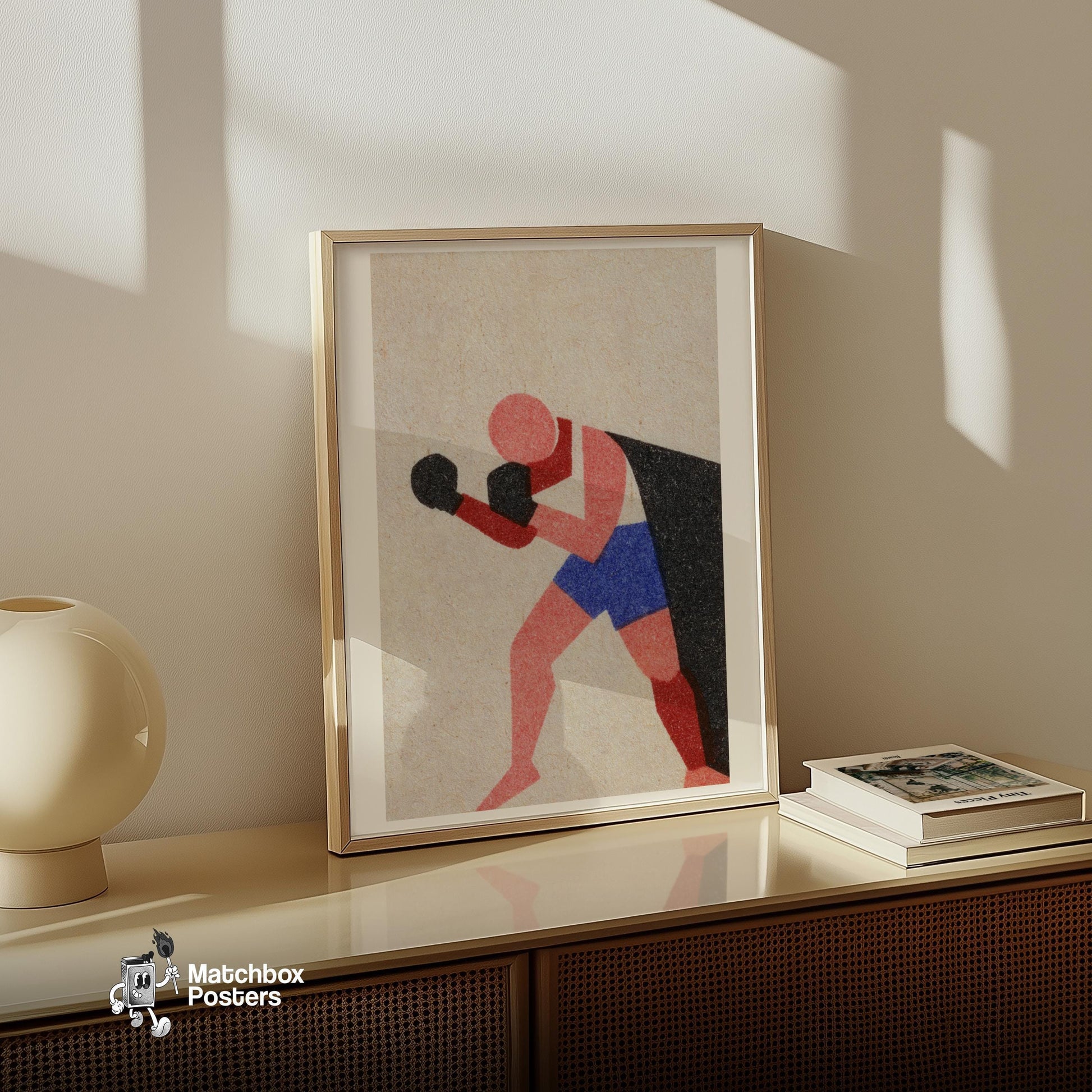 Boxer - vintage matchbox label print - size comparison
