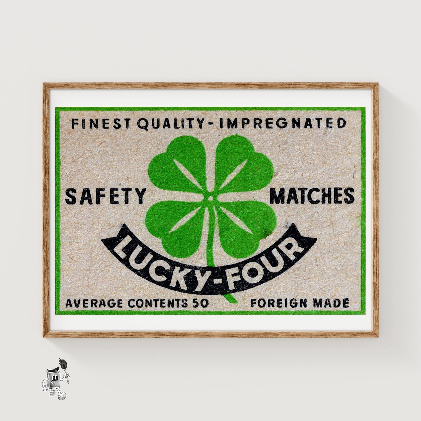 Four-Leaf Clover - vintage matchbox label print