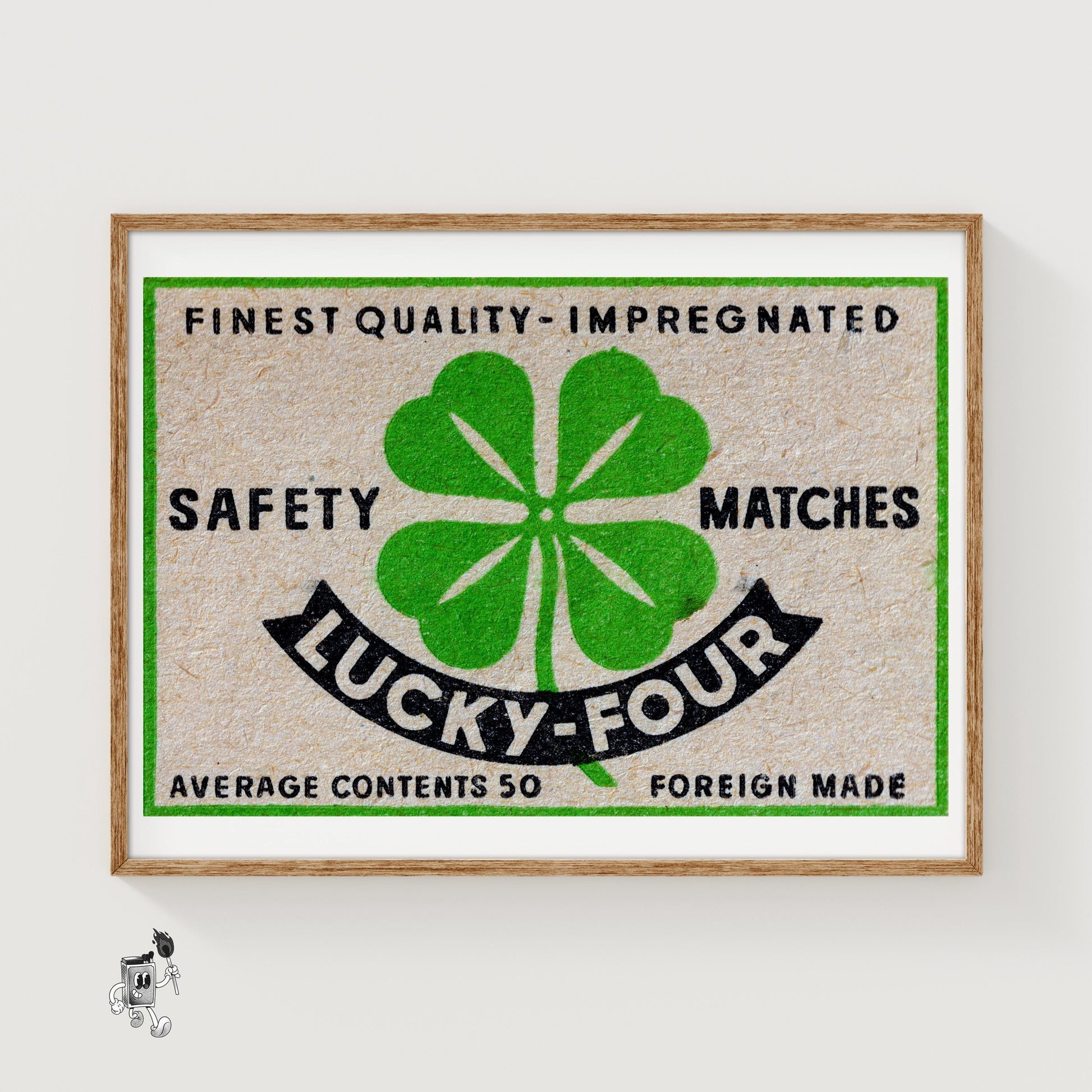 Four-Leaf Clover - vintage matchbox label print