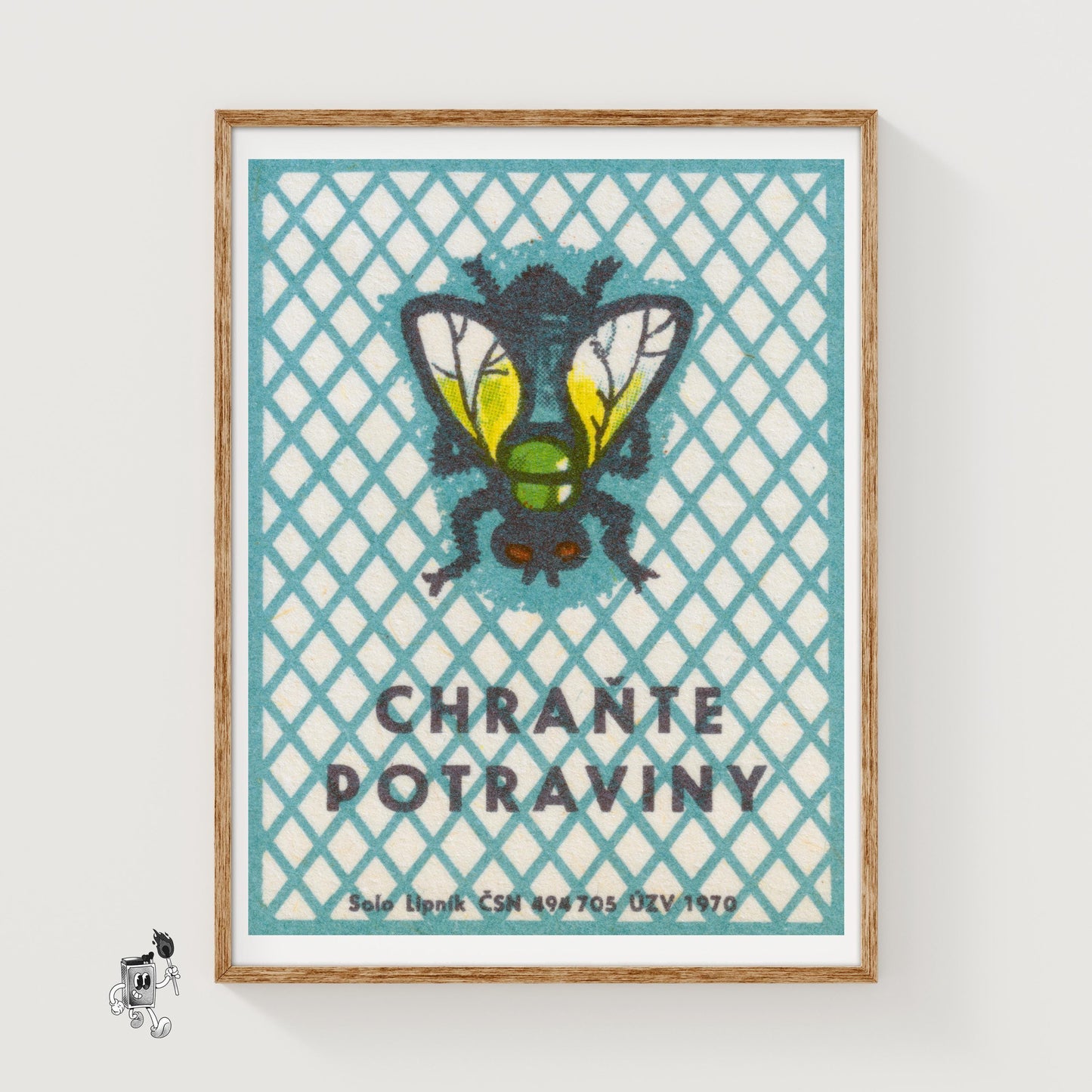 Fly - vintage matchbox label print