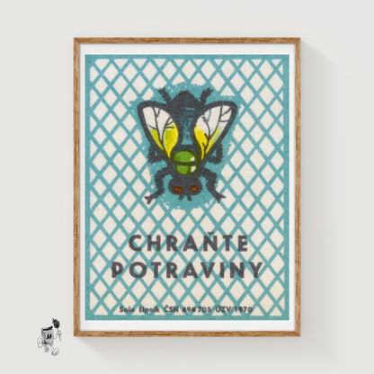 Fly - vintage matchbox label print