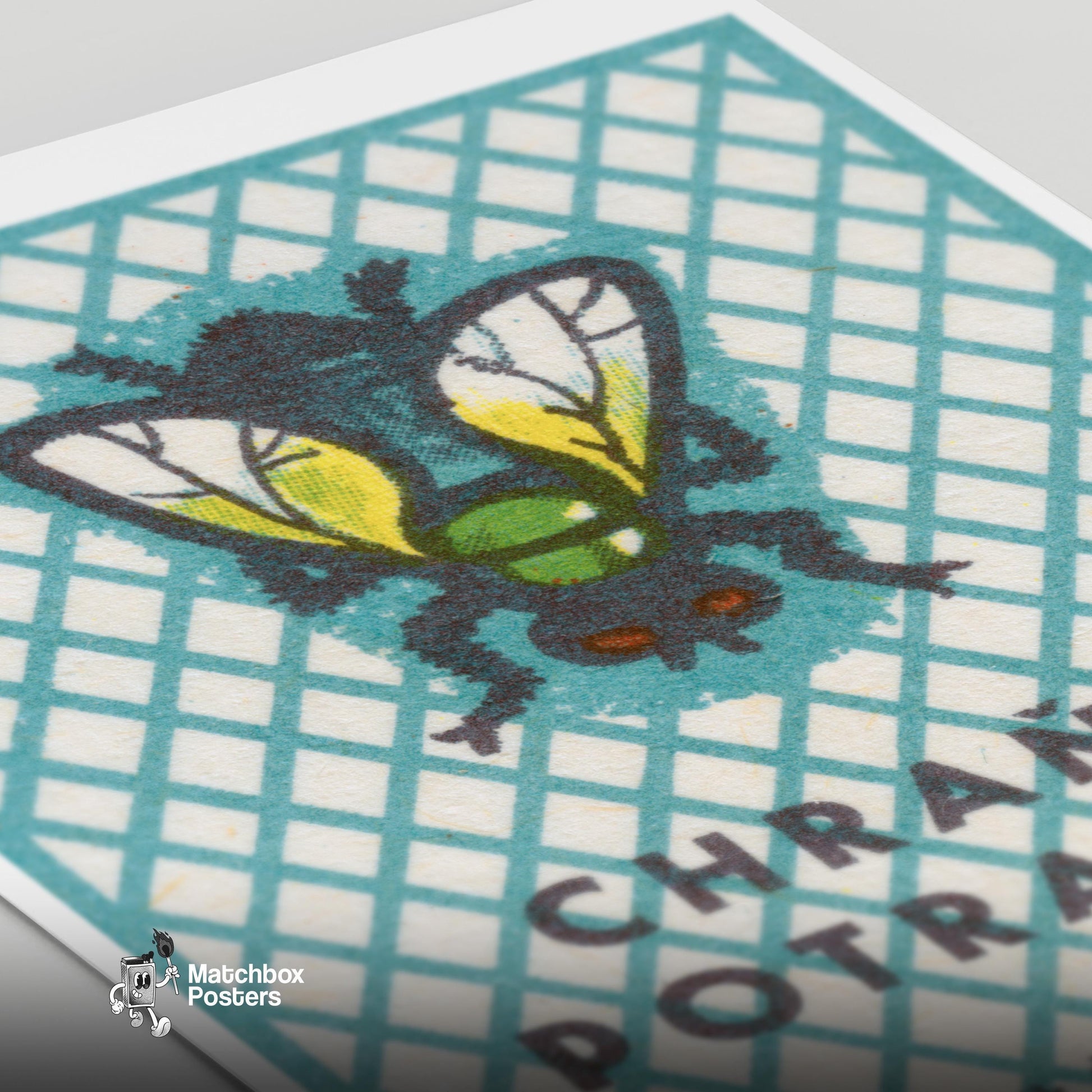 Fly - vintage matchbox label print - close-up detail