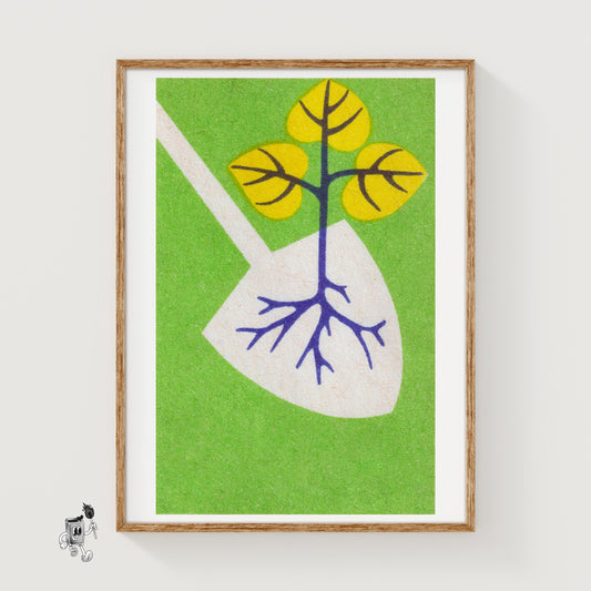 Tree Planting - vintage matchbox label print