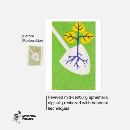 Tree Planting - vintage matchbox label print - framed wall art preview