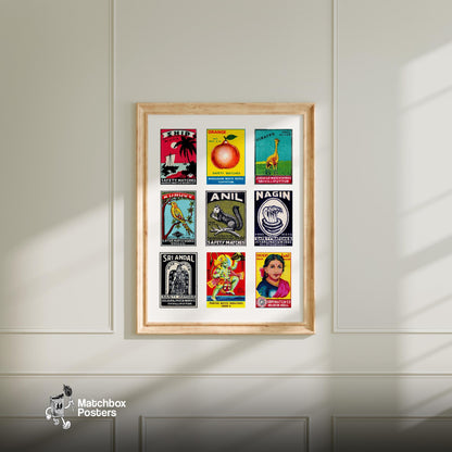 Vintage Tamils - vintage matchbox label print - living room mockup