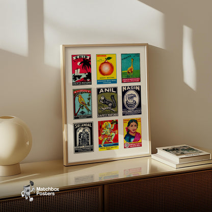 Vintage Tamils - vintage matchbox label print - bedroom mockup