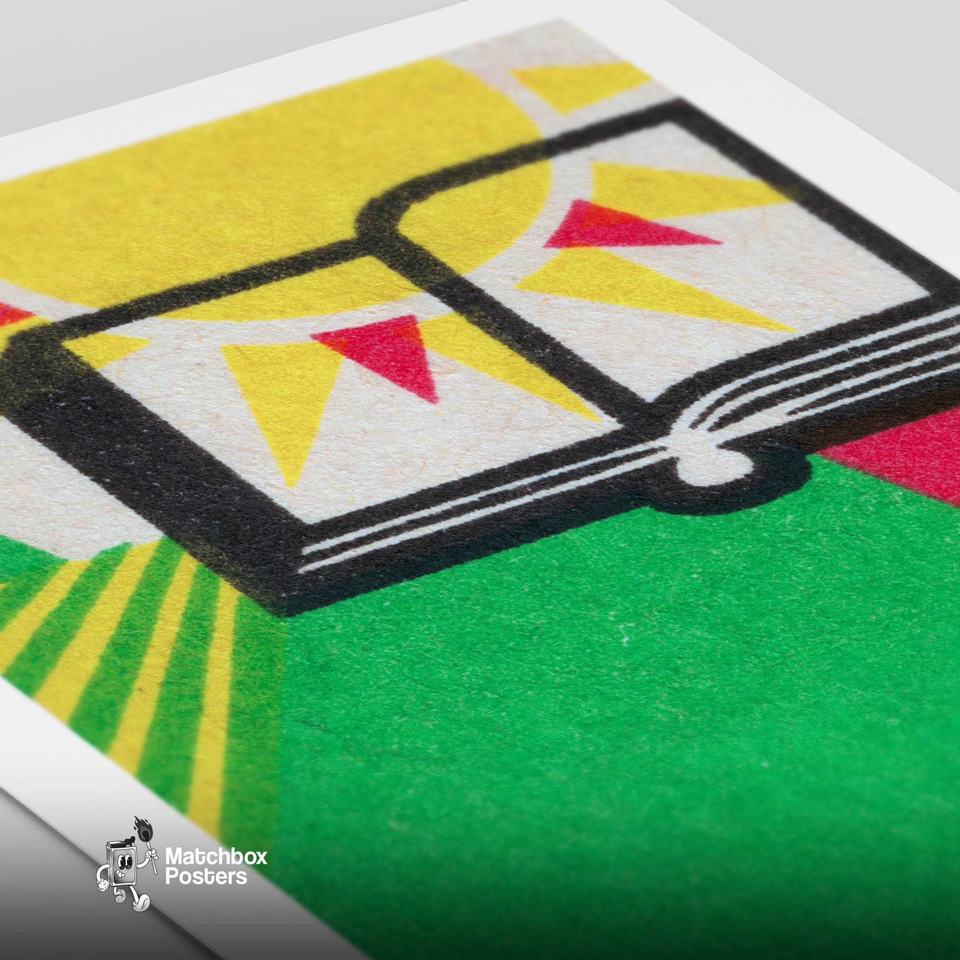 Open Book - vintage matchbox label print - close-up detail