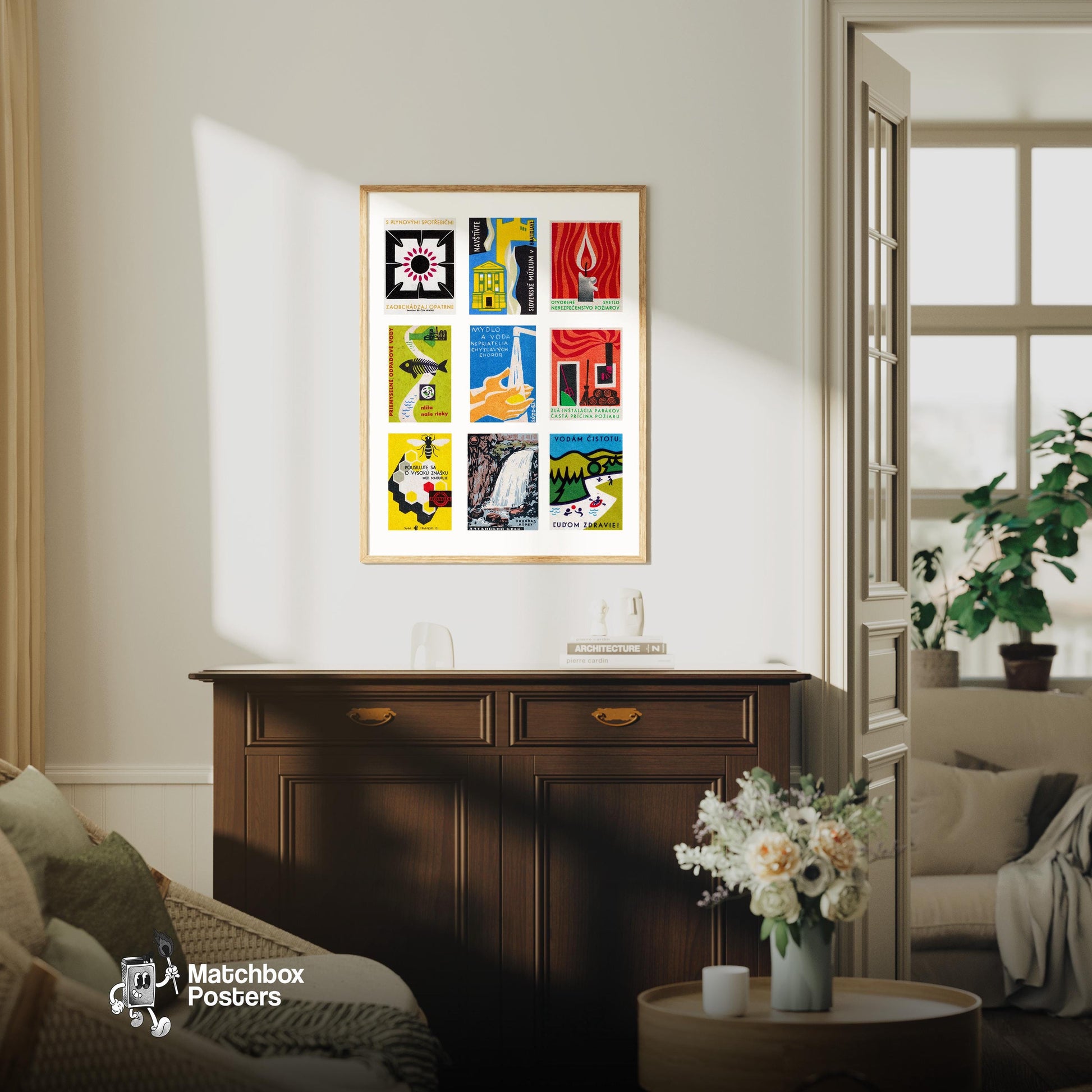 Slovak Collage - vintage matchbox label print - framed wall art preview