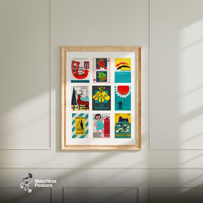 Collection Of Vintages - vintage matchbox label print - living room mockup
