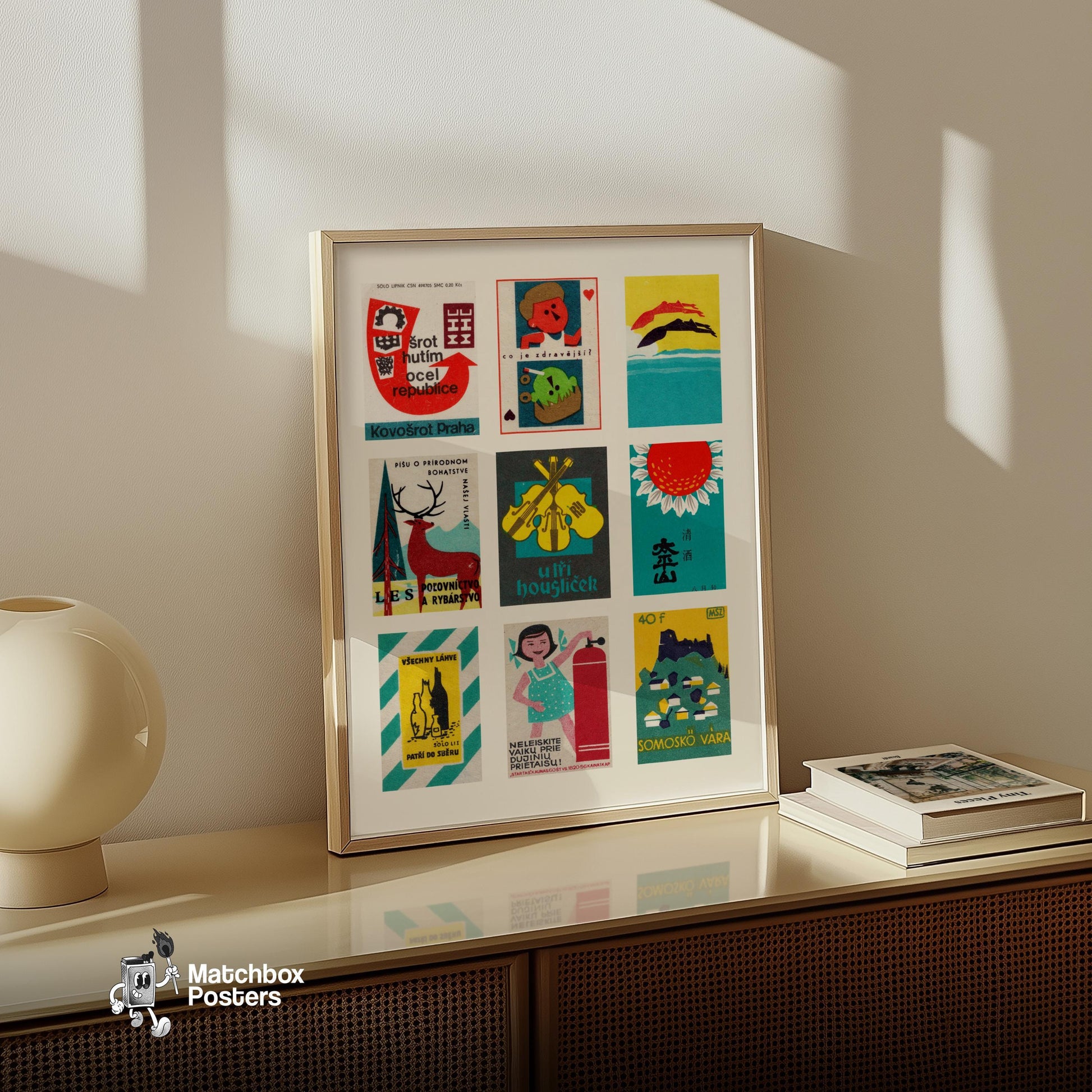 Collection Of Vintages - vintage matchbox label print - bedroom mockup
