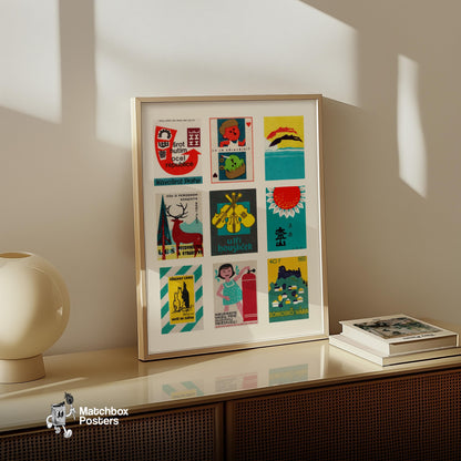 Collection Of Vintages - vintage matchbox label print - bedroom mockup