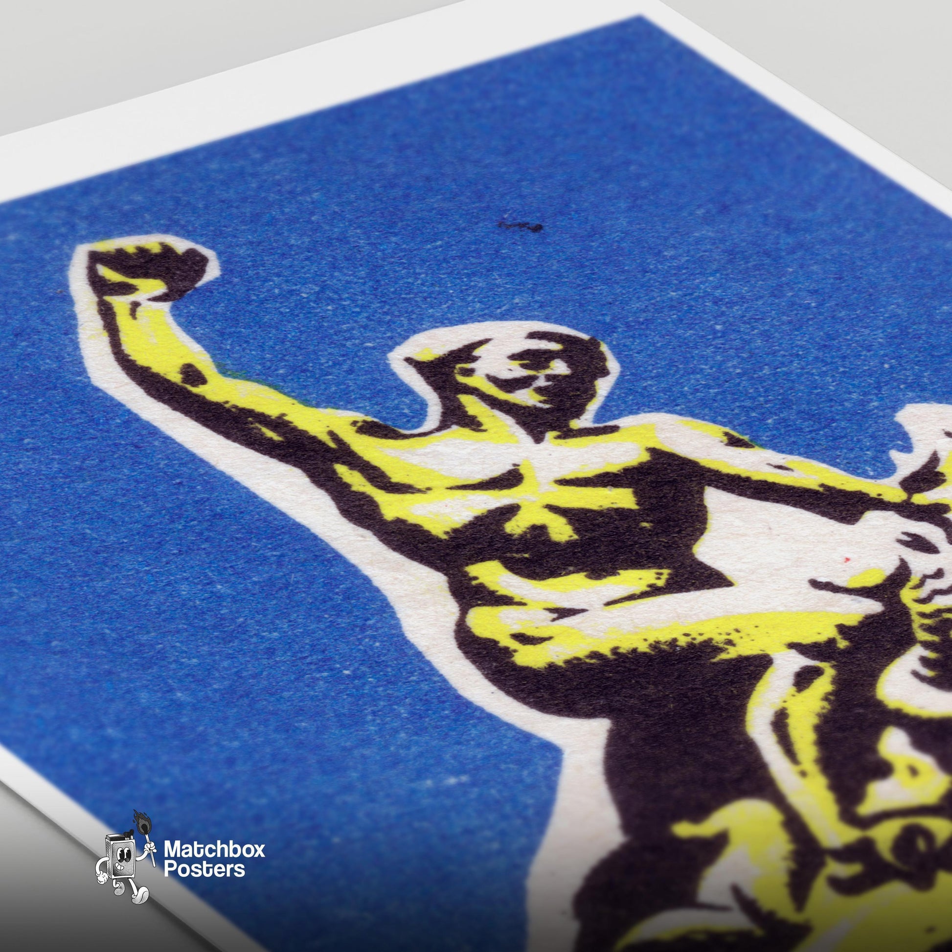 Statue Of A Person - vintage matchbox label print - close-up detail