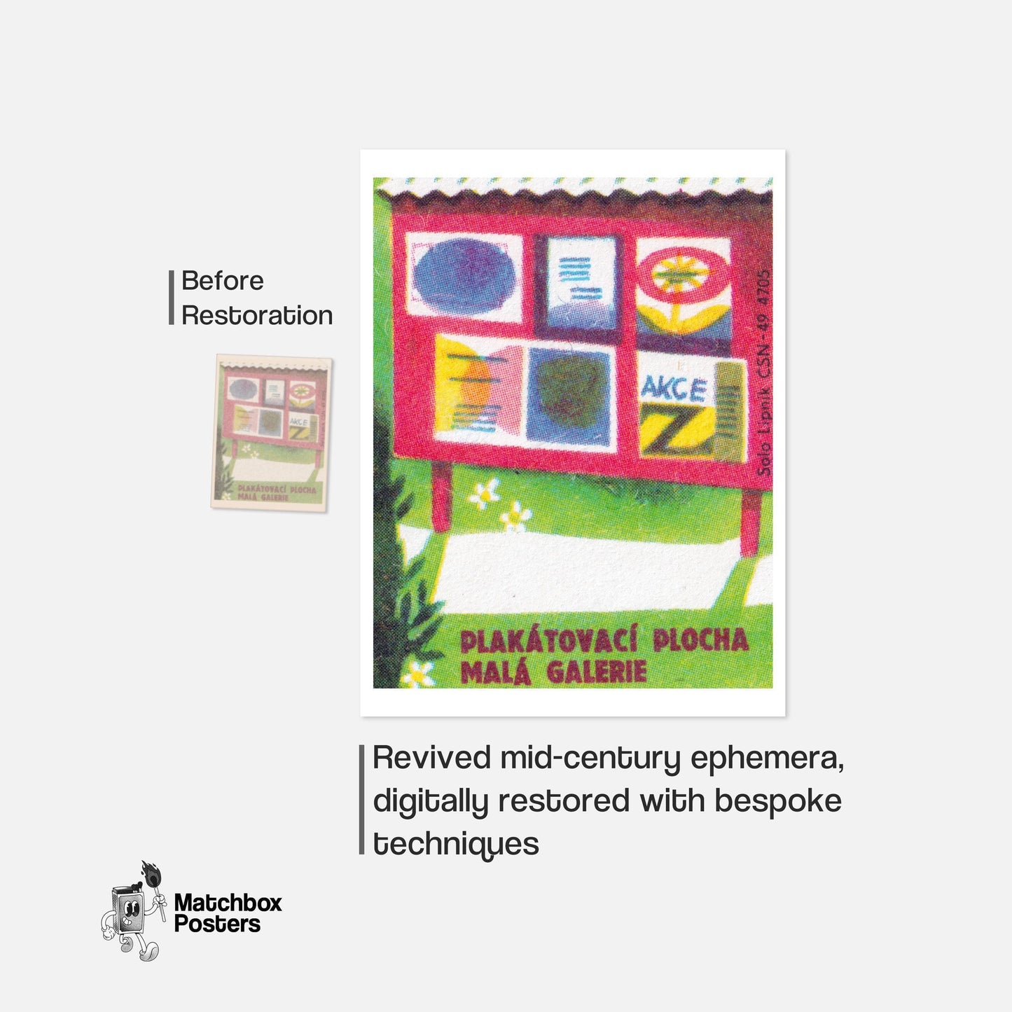 Abstract Poster Board - vintage matchbox label print - framed wall art preview