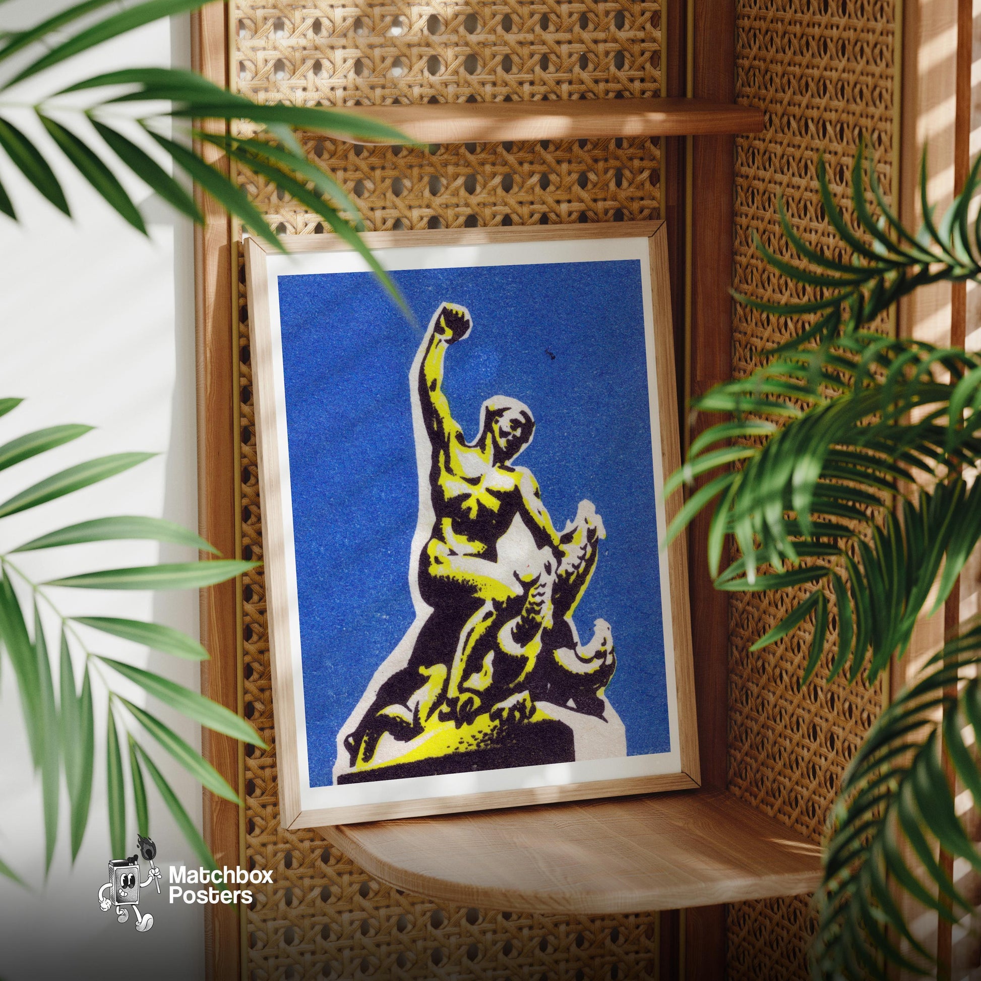 Statue Of A Person - vintage matchbox label print - office wall