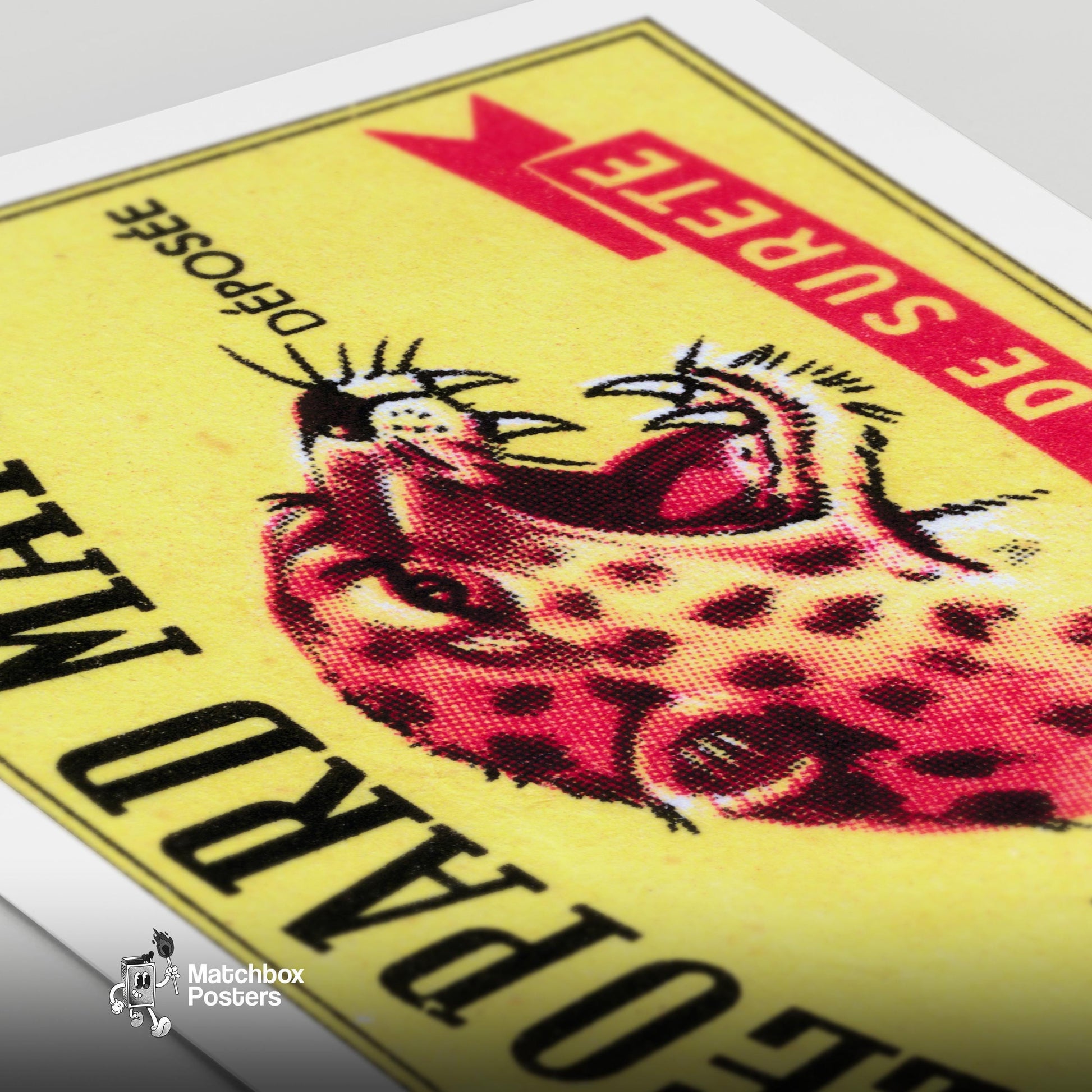 Roaring Leopard - vintage matchbox label print - close-up detail