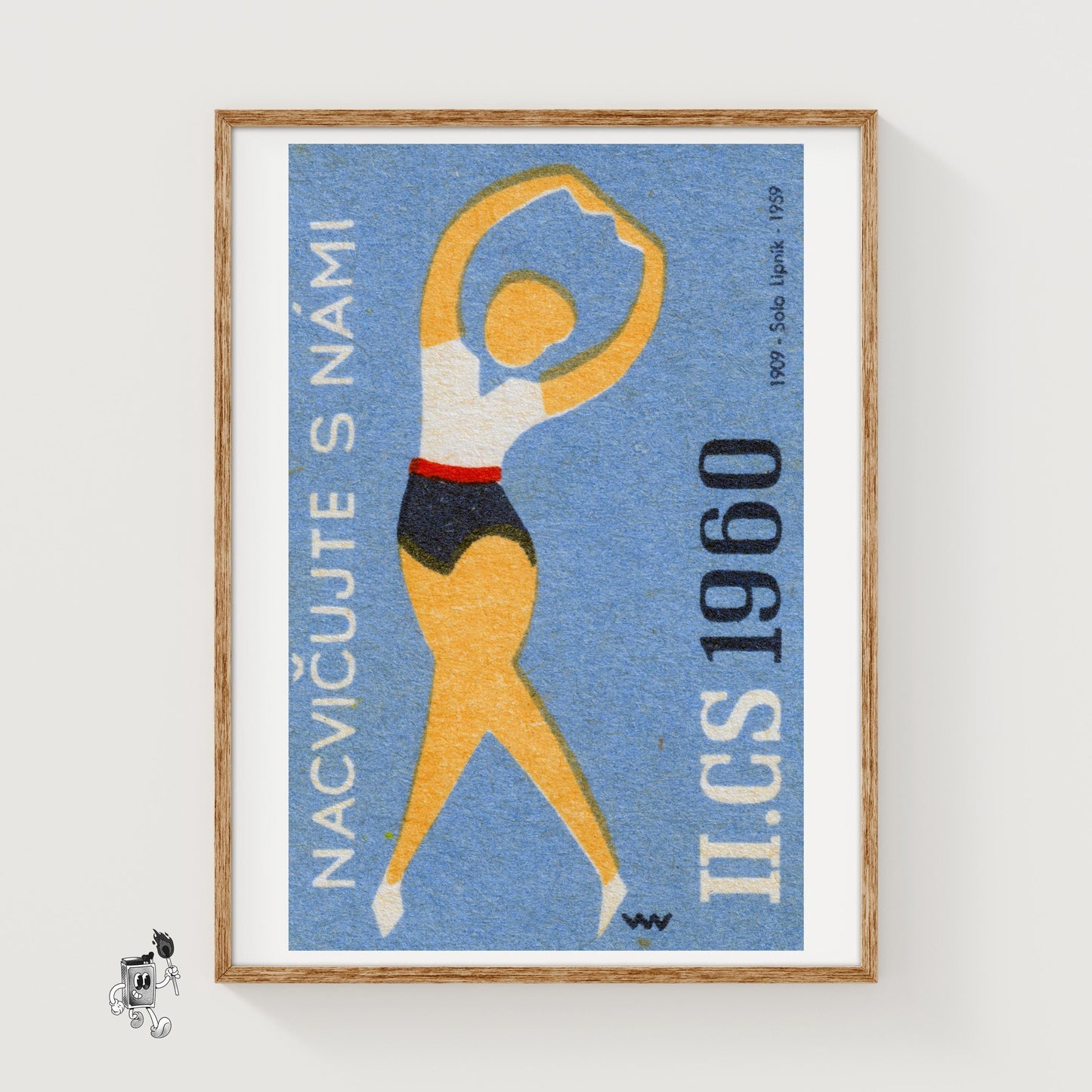 Gymnast - vintage matchbox label print