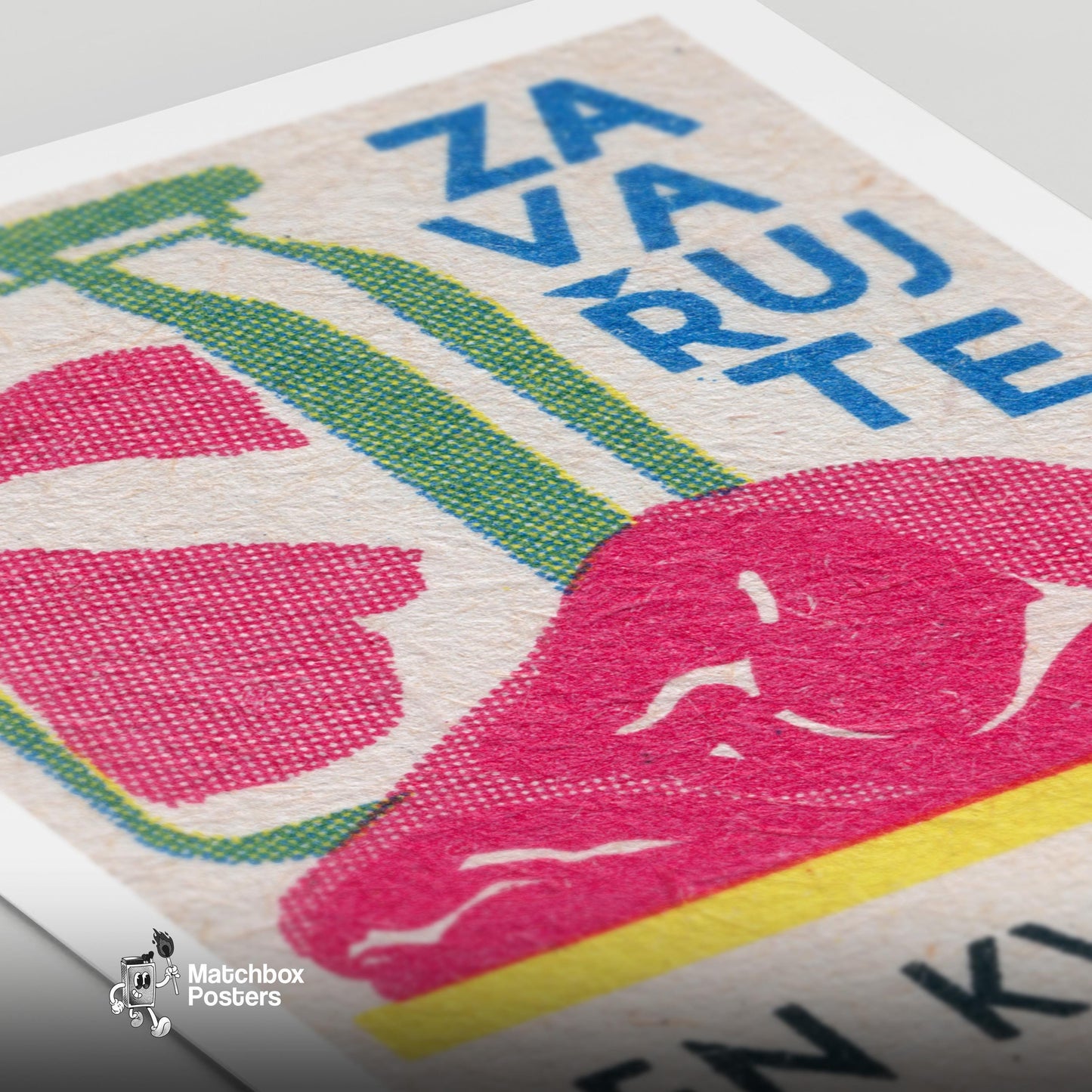 Only High Quality Meat - vintage matchbox label print - close-up detail