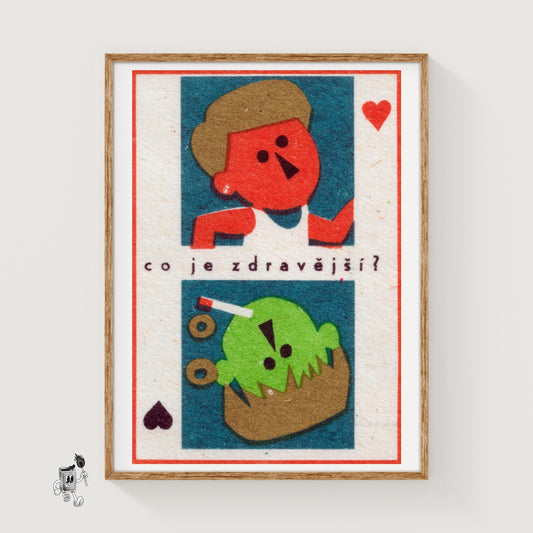 Playful Human - vintage matchbox label print