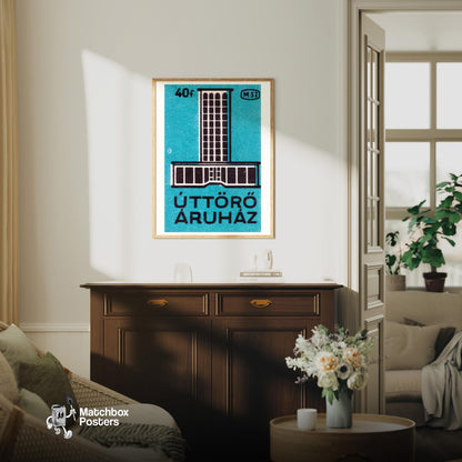 Modern Hotel - vintage matchbox label print - living room mockup