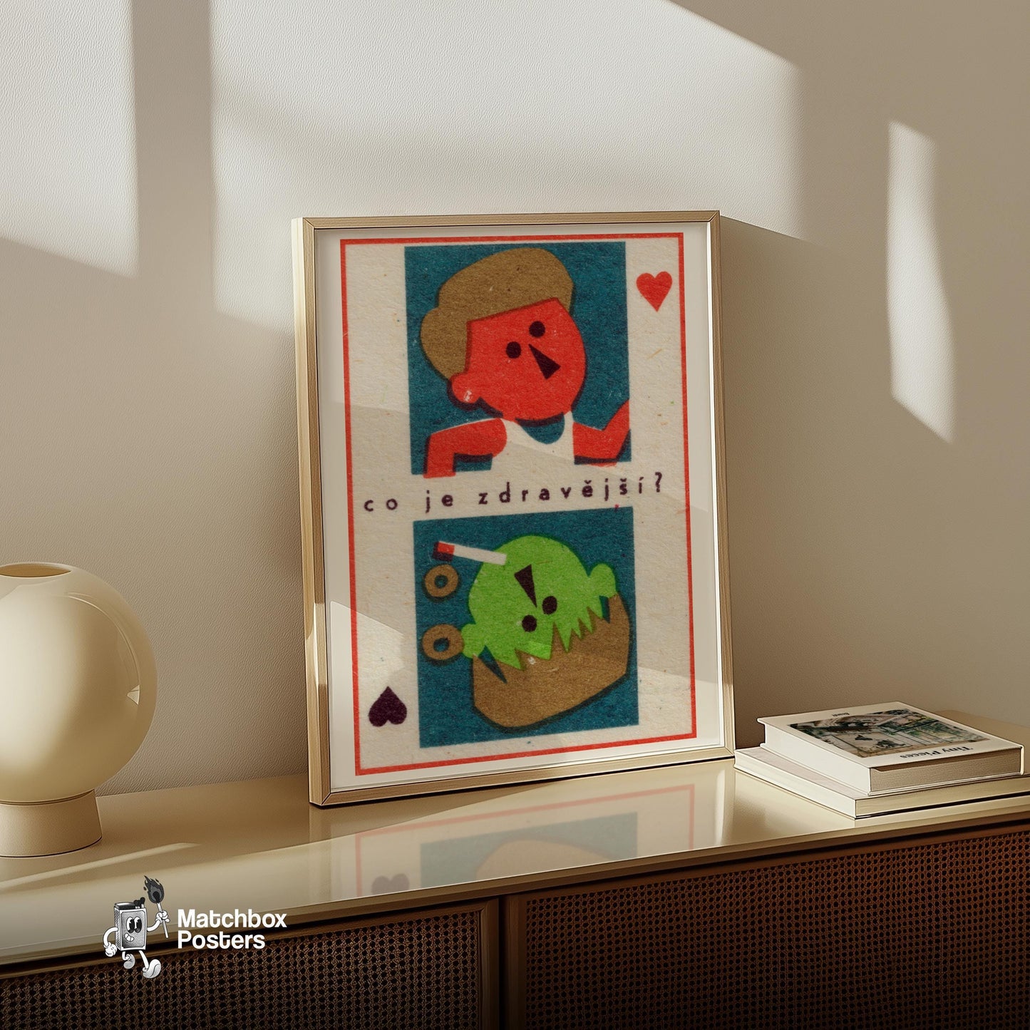 Playful Human - vintage matchbox label print - size comparison
