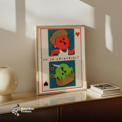 Playful Human - vintage matchbox label print - size comparison