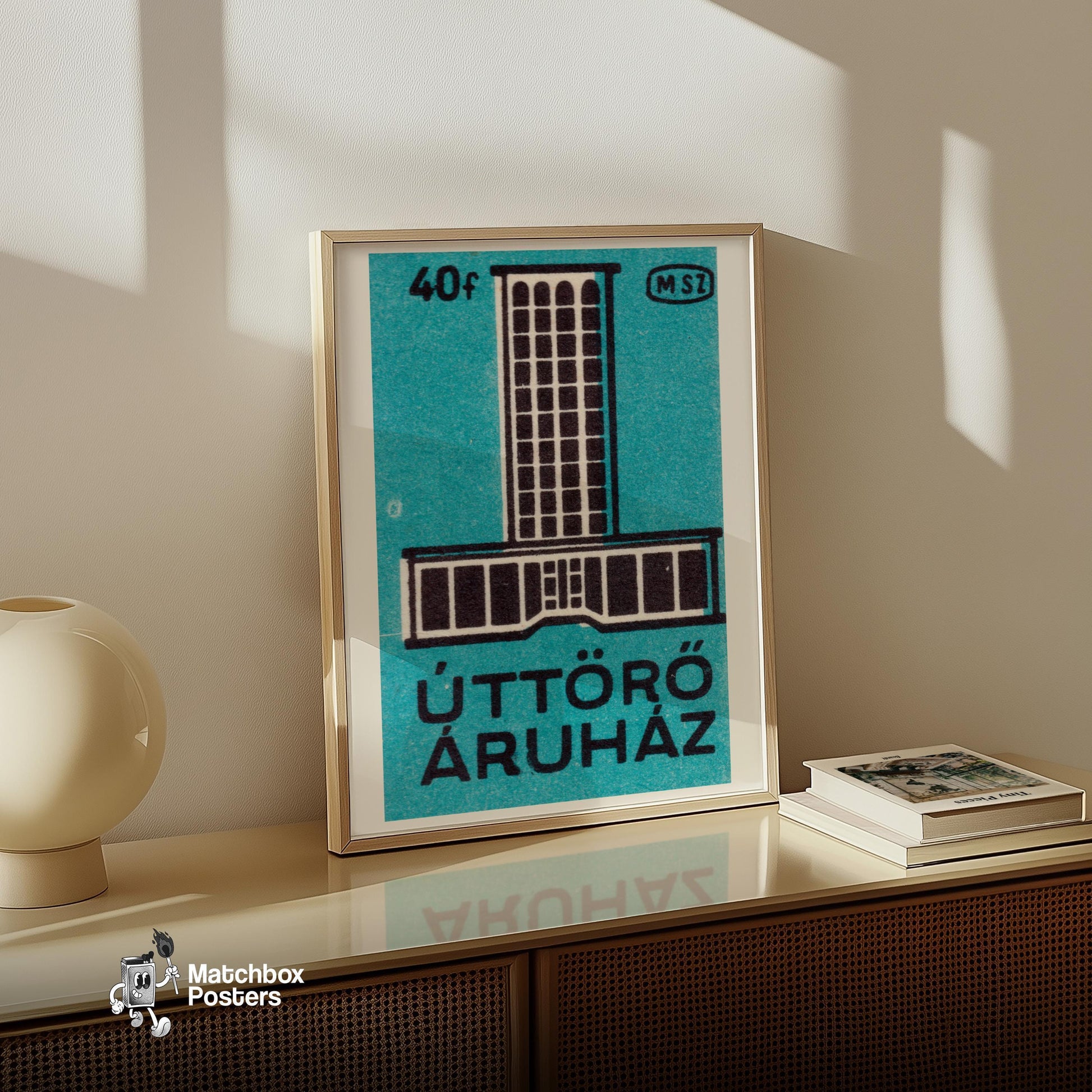 Modern Hotel - vintage matchbox label print - size comparison