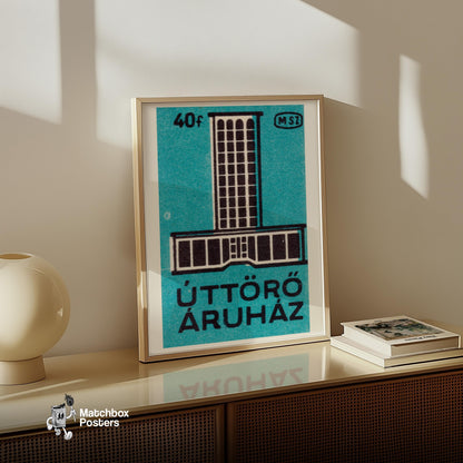 Modern Hotel - vintage matchbox label print - size comparison
