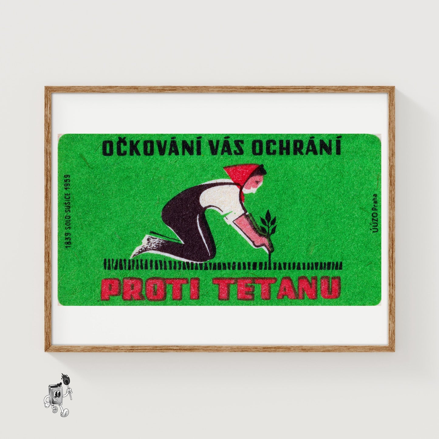 Woman Gardening - vintage matchbox label print