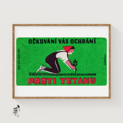 Woman Gardening - vintage matchbox label print