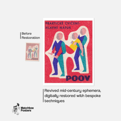 Exercise Figures - vintage matchbox label print - framed wall art preview