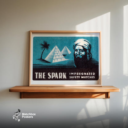 Arabian Pyramid Matches - vintage matchbox label print - size comparison