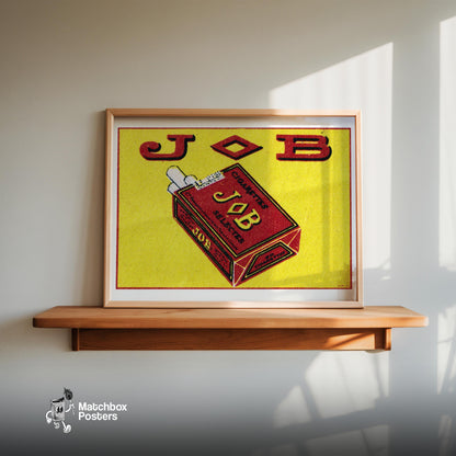 Red Job Cigarettes - vintage matchbox label print - size comparison