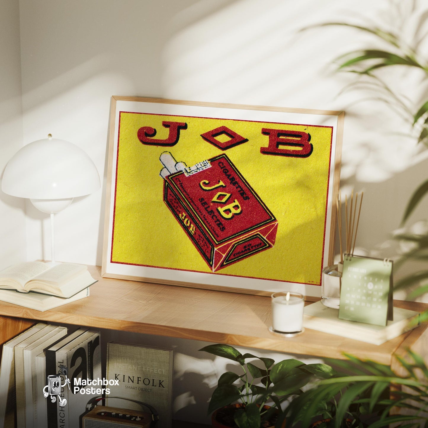 Red Job Cigarettes - vintage matchbox label print - office wall