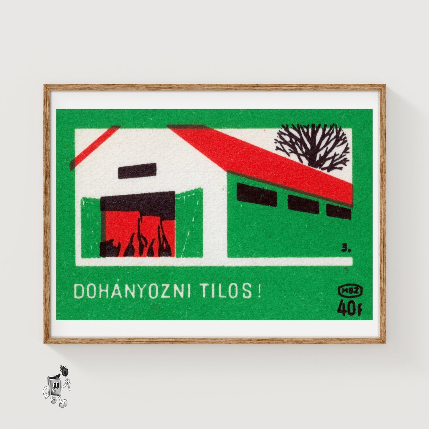Industrial Building - vintage matchbox label print