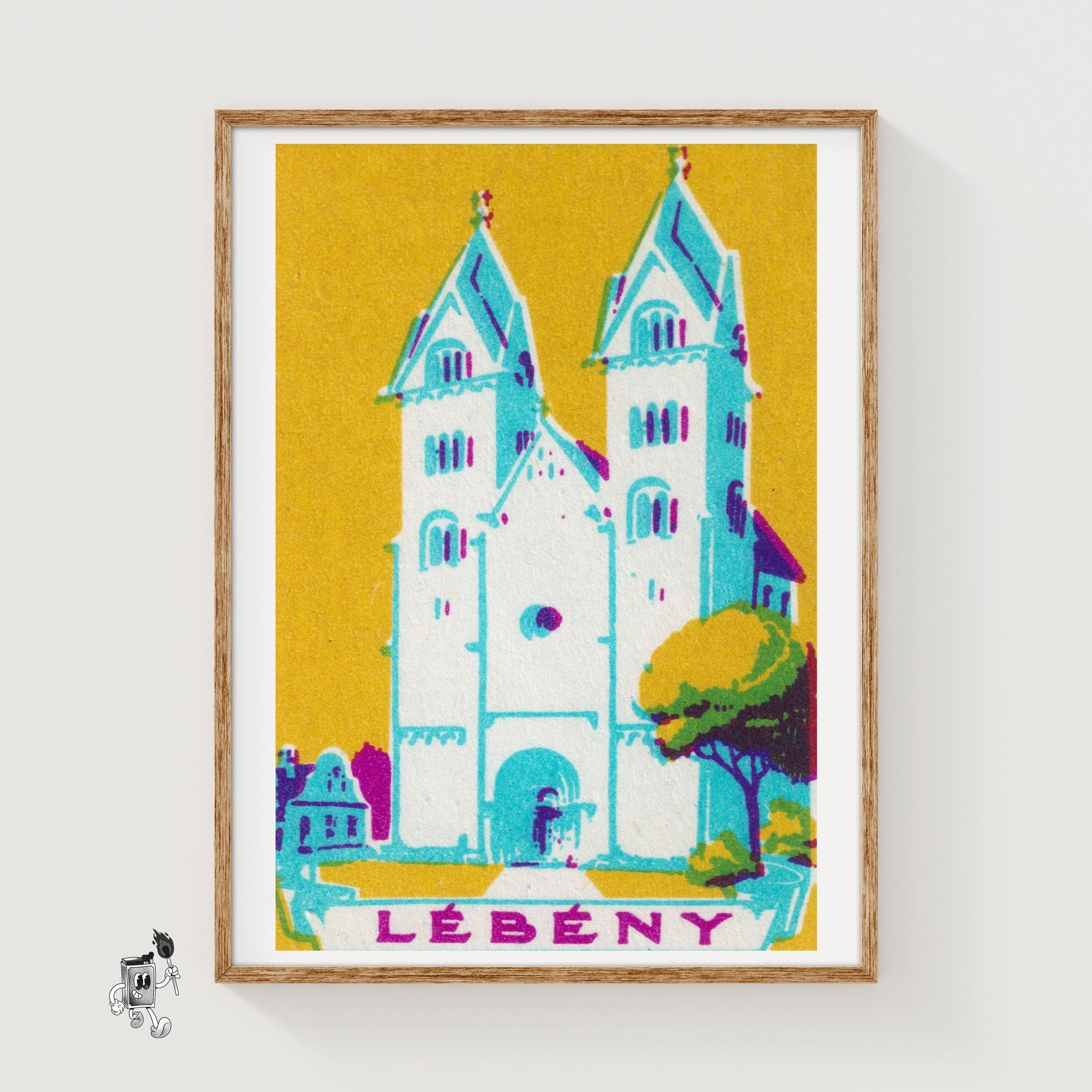 Blue Church - vintage matchbox label print