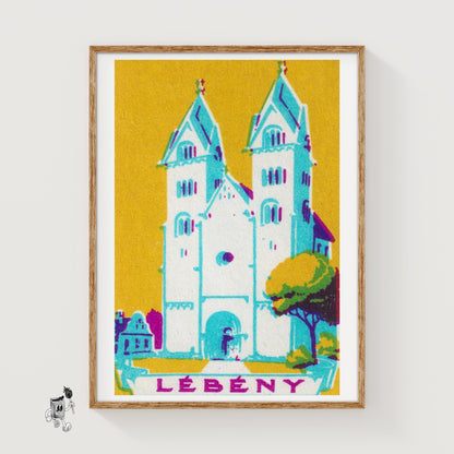 Blue Church - vintage matchbox label print