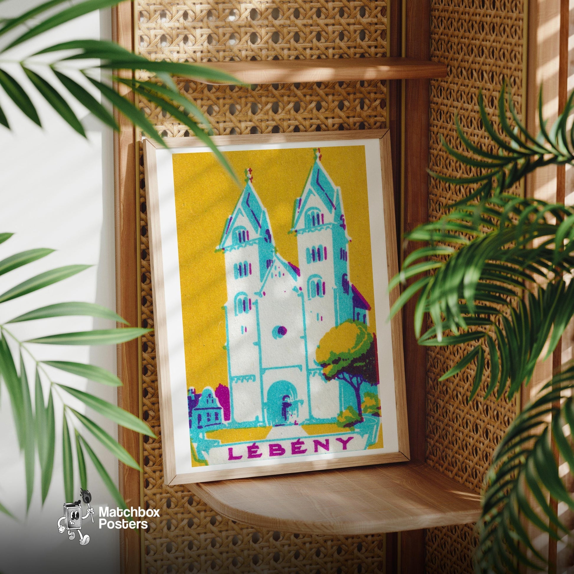 Blue Church - vintage matchbox label print - office wall